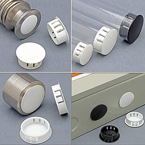 Image of Heyiarbeit 100pcs Hole Plugs 5 /8 inch / 16mm Nylon Plastic Round Snap in Type Locking Hole Tube Furniture Fencing Post Pipe Insert End Caps Black Tone