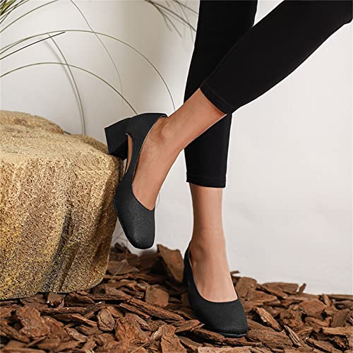 Low Chunky Heels Dress Shoes for Women Closed Square Toe Pumps Comfortable Block Heeled Dressy Casual Wedding Party Evening Prom Office Work Slip on Elegant Shoes Womens Trendy Pumps3
