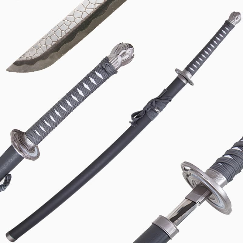 45inches moonveil Katana Sword Stainless Steel Hand Forged Real Metal Replica Game Weapon Cosplay...