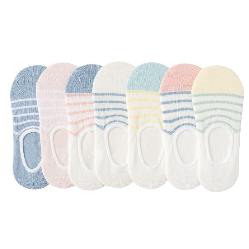 Image of Women's No Show Socks Colorful stripes Ankle Socks for Women, Low Cut Socks Short Cotton Socks