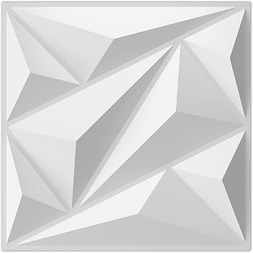 Art3dwallpanels 33 Pack 3D Wall Panel Diamond for Interior Wall D cor, PVC Flower Textured Wall Panels for Living Room Lobby Bedroom Hotel Office, White, 12x12 Cover 32.Sq.Ft.
