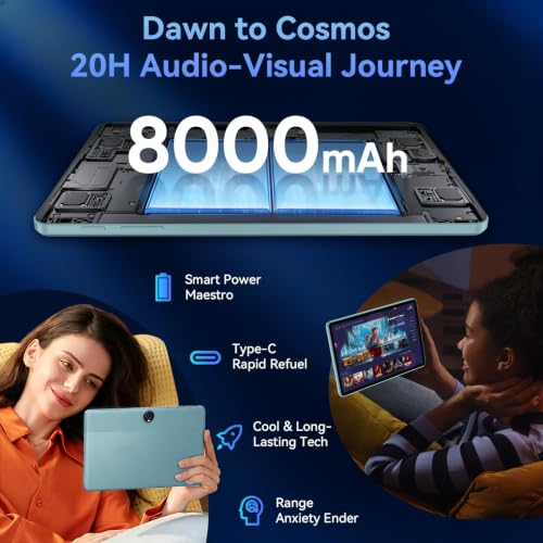 Image of HNVHNV Android 16 Tablet 11 inch Tablets with Keyboard, 34GB+128GB+2TB Expand, 2.2 GHz Octa-Core, 90Hz IPS Display, Gemini AI, 8000mAh, WiFi 6, GPS, 2-in-1 Tablet with Case, Mouse, Stylus (Blue)