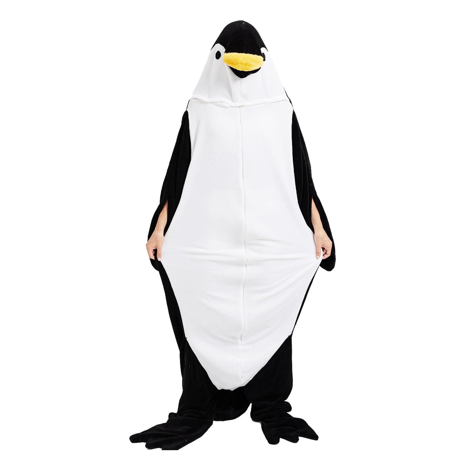 Tutina in peluche a forma di pinguino, unisex, per adulti, pigiama di carnevale per giochi di ruolo, abbigliamento da notte per costumi di Halloween, biancheria da notte accogliente invernale