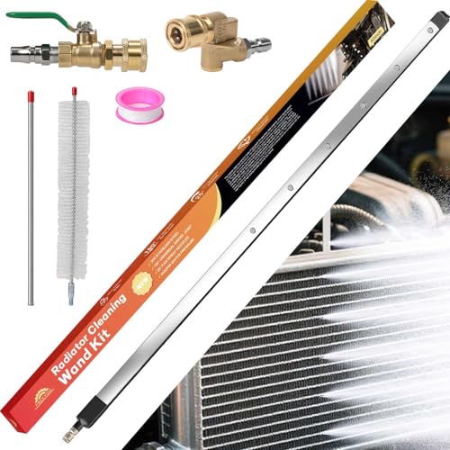 FREEYOU 40' Upgraded Radiator Cleaning Wand With 25° Fan Nozzles,Water and Air Dual-Use 4500 PSI Pressure Washer Tool Set for Car,Truck and Other Vehicles.