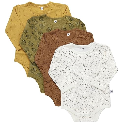 PIPPI Unisex Baby Body LS AO-printed (4-pack) Formender Body, Yellow, 98