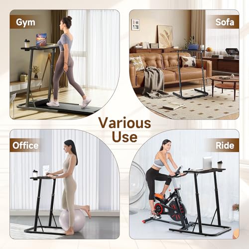 Image of VTORY Adjustable Standing Desk for Walking Pad Treadmill, Desk for Bike /Cycling, Stand Table for Treadmill Walking Pad, Bike /Walking Pad /Treadmill Trainer Desk Stand, Attachment, Bar for Walking Pad