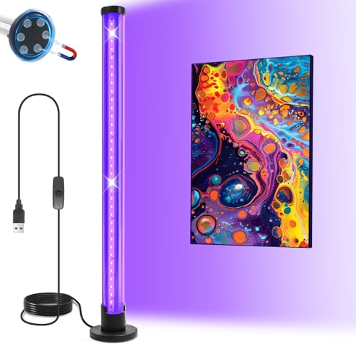 ycponggon 15W LED Black Lights Vertical Standing Table Blacklight Fixture 390-400nm Desktop Led Black Light with Stand 5FT Cord and Switch Black Lights Party Supplies 1pack