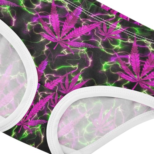 Joisal Cotton Girls Underwear Toddlers Vibrant Purple Leaves Green Black Cute Panties Girl Bright Undies Kids Briefs 2t4