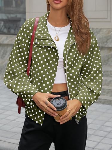 Image of Tankaneo Womens Polka Dot Zip Up Cropped Jackets