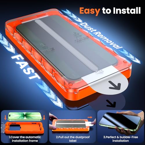 Image of UniqueMe 2 Pack for iPhone 16 Pro /iPhone 17 Privacy Screen Protector - [Military Grade Shatterproof & 9H+ Hardness] Privacy Screen 17 /16 Pro Tempered Glass Full Coverage,Easy to install
