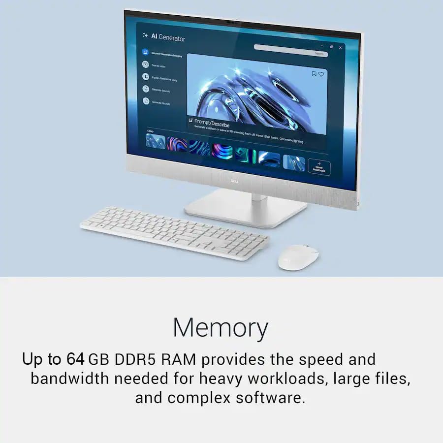 Image of Dell 24 All-in-One Desktop Computer, 23.8 inch FHD Touchscreen Display, 16GB DDR5 RAM, 1TB SSD, Intel Core Ultra 7 355, Windows 11 Pro, WiFi 7, Copilot+ AI PC, Wireless Keyboard & Mouse