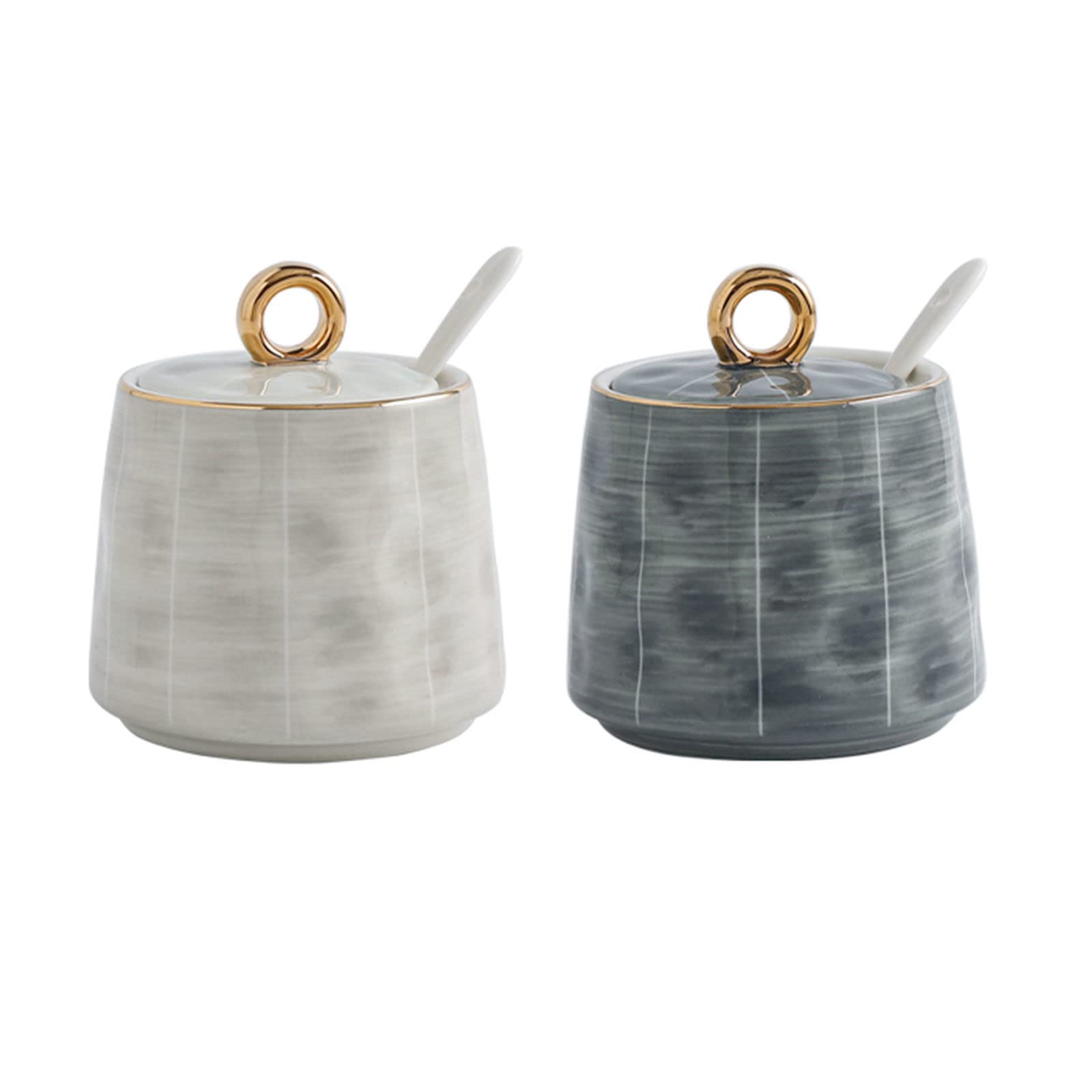 Tarro de especias de porcelana, azucarero, azucarero nórdico con tapa y cuchara, tarro de almacenamiento de azúcar de cerámica de 300 ml (10,6 oz) decoración de mesa, Home-Grey-280ml ( Color : Green+g