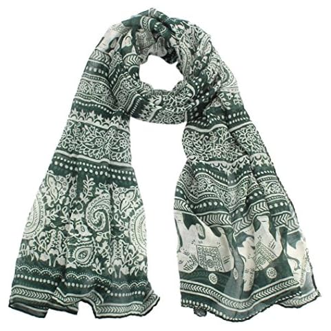 Deloito Elephant Print Ladies Neck Stole Long Scarf Shawl Wrap Pashmina (Green) Cover