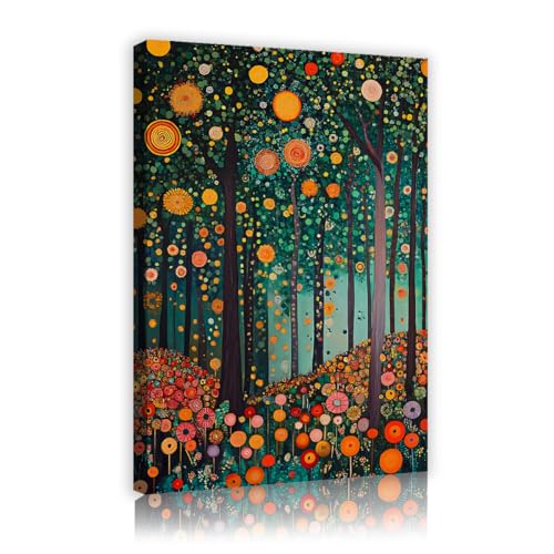 Peinture murale en toile forêt magique Klimt OSHIONARTE 60x90cm