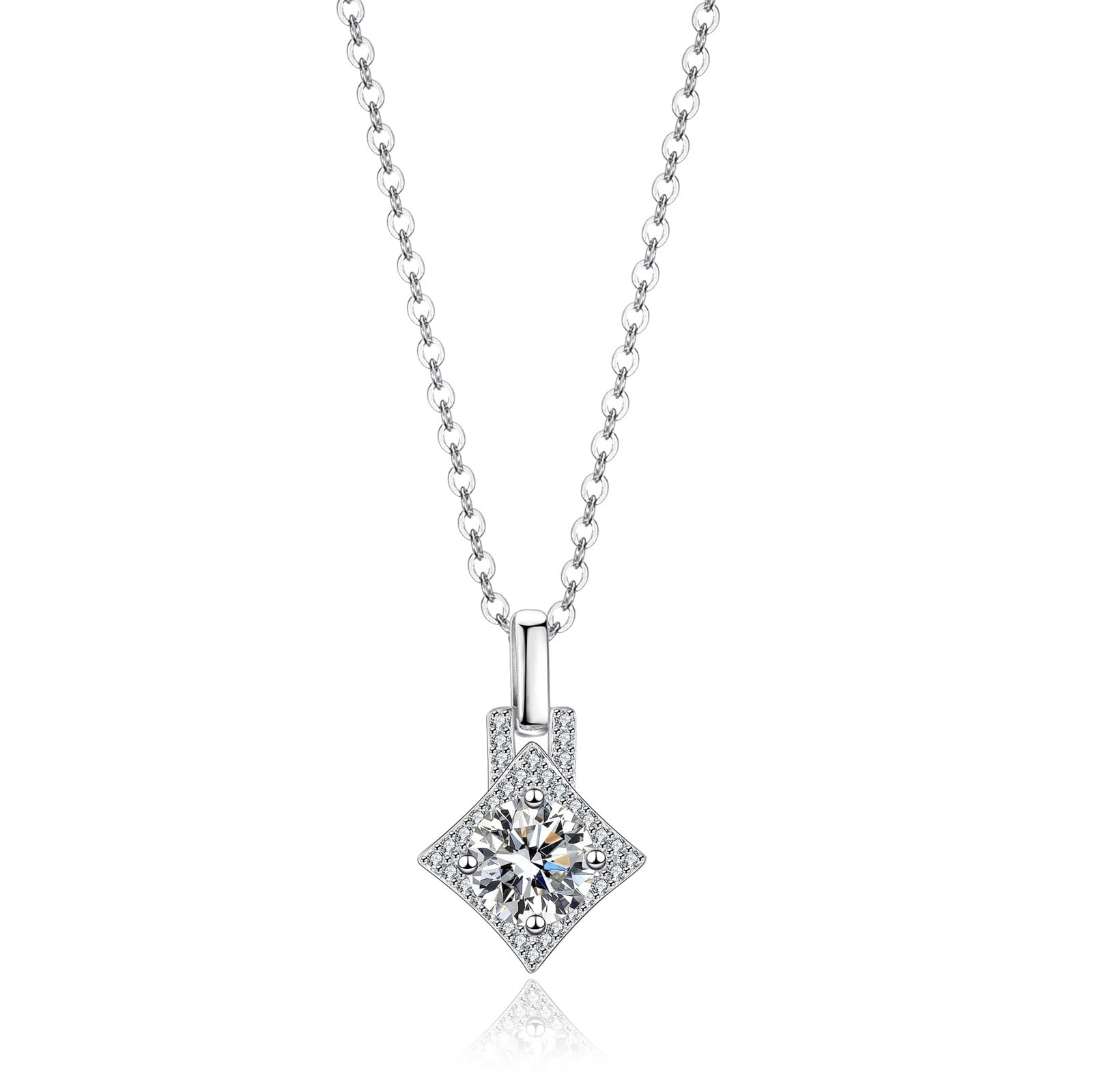 Prawdziwy naszyjnik Au 375/585/750 białe złoto, klasyczny wisiorek białe złoto 9K / 14K / 18K łańcuszek damski 45 cm