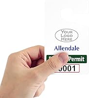 Vista 2 de SmartSign Paquete de 50 etiquetas colgantes personalizadas para permiso de estacionamiento con texto en inglés «Add Your Logo and Text Here» 3 x 5