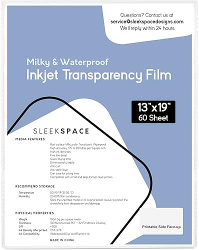 Miniatura 10 de Sleek Space Película de transparencia lechosa para impresoras de inyección de tinta, serigrafía  100% impermeable, anti-rizo, antiestático  Alta