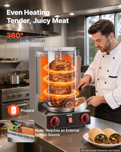 Image of VEVOR Countertop Vertical Rotating Oven 15 lbs Rotisserie Shawarma Machine