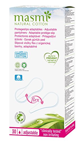 Masmi Flexi Panty Liners Adaptables Algodón Orgánico para Bikini Tanga G String, Biodegradable, Perfume, Cloro y Dioxina Libre (Individual)