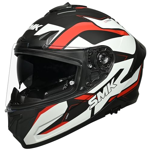 SMK Typhoon Azonix ISI, DOT & ECE 06 Certified Helmet with Dual Visor MATT Black & White - S