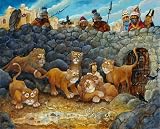 Daniel In Lions Den 30x24 UnFramed Art Print Poster Ready for Framing by Bell, Bill