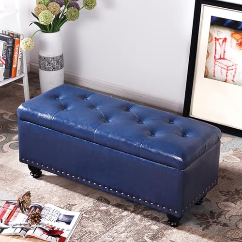 Reposapiés de Cuero 2 en 1, con Compartimentos y Asiento, para Colocar al Final de la Cama, Rectangular, para Dormitorio, Pasillo o Sala de Estar (Color: 10,80 x 40 x 43)