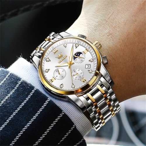 Image of OLEVS Watch Men Luxury Dress Stainless Steel Date Analog Watch Waterproof