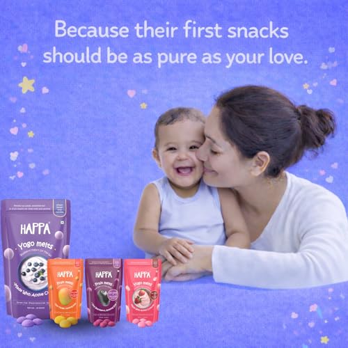 Image of Happa Fruit & Greek Yogurt Melts | 100% Fruit & Yogurt Candy for Babies, Kids & Adults | No Added Colours, No Artificial Flavours | Melt-in-Mouth | 8M+ | 20g Pack of 4