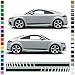 AutoDress® - Set di strisce adesive laterali per Audi TT nel colore desiderato (110 Black Gloss)