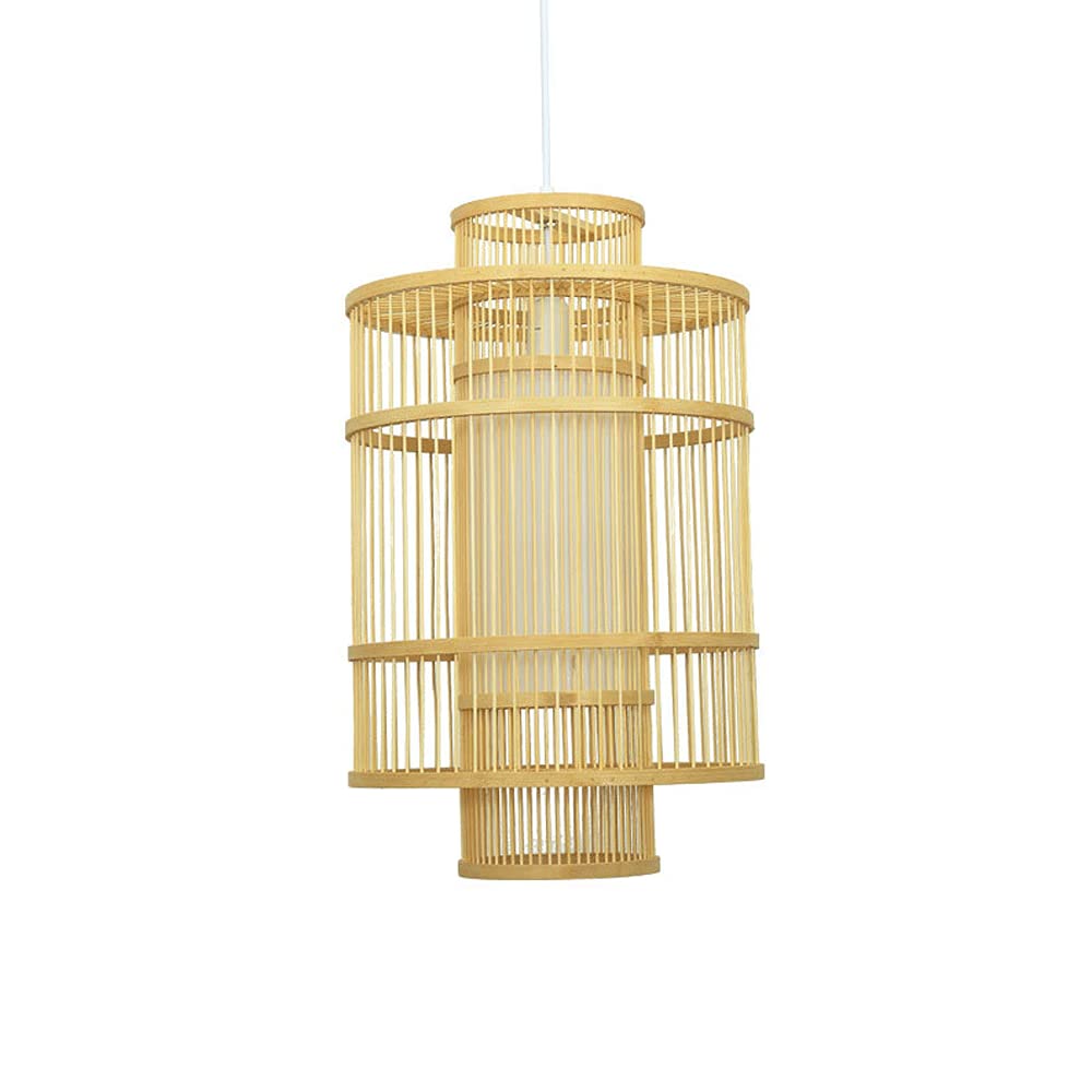 Lustre moderne rétro bambou tressé main suspension lanterne E27 pour restaurant