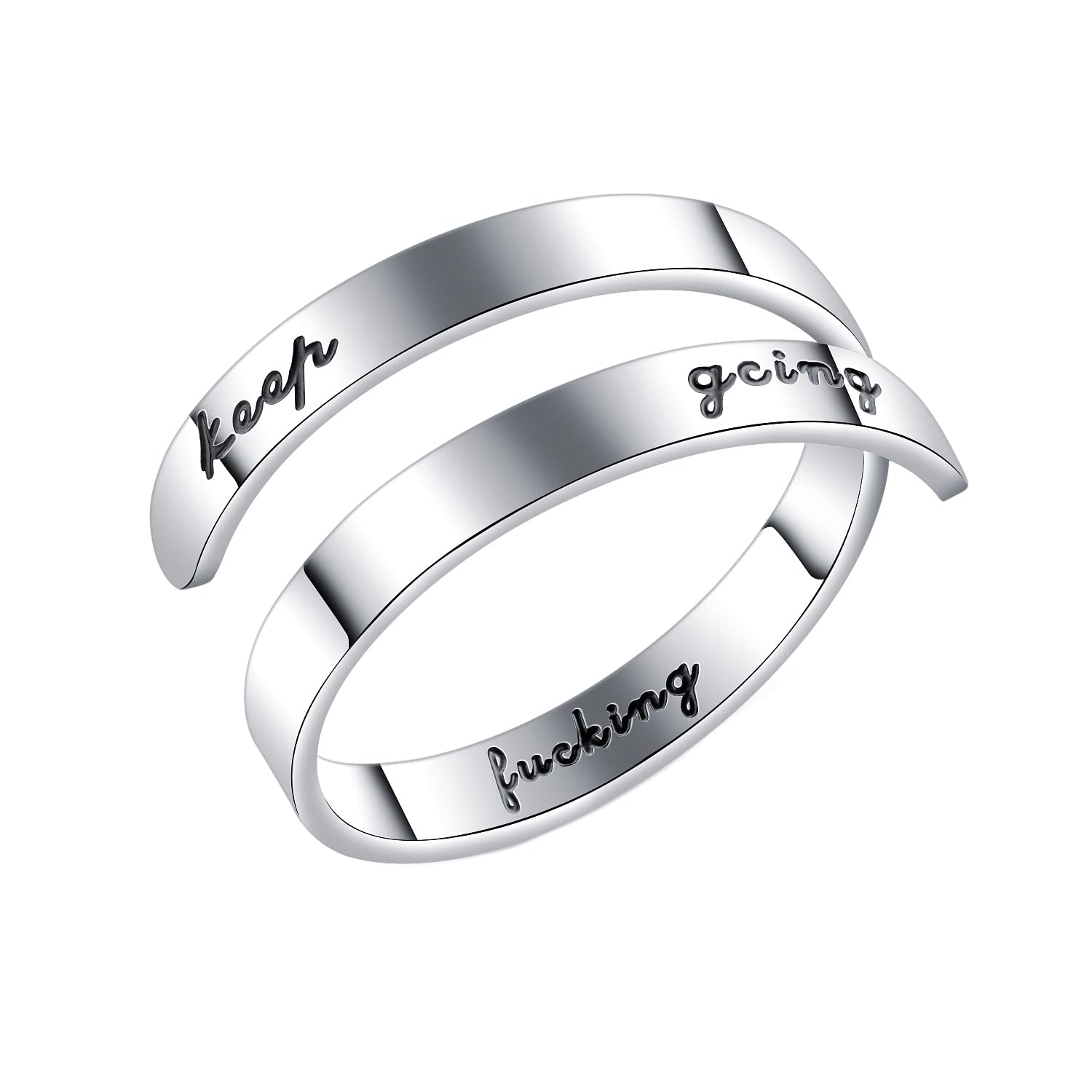 Stainless Steel Keep Going double-layer Letter Opening adjustable Ring for Men Women Ring for Men Women-image-31