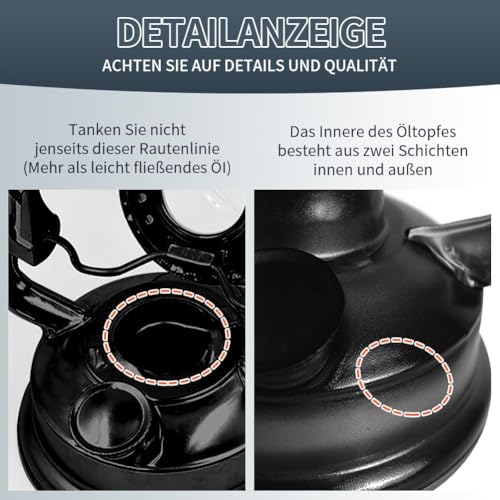 Stalllaterne: Nostalgische Petroleum-Sturmlaterne mit Glaskolben, Black 24 cm Stalllaterne Petroleum, Sturmlampen, feuerfest (2pcs Black)