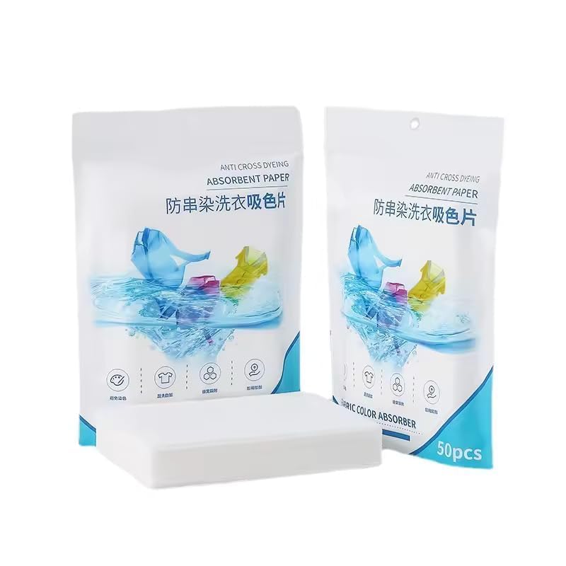 50 pcs 50 Pcs Fabric Clothes Color Absorb Paper for Washing Machine | Color and Dirt Catcher Anti-String Dyeing Laundry Paper Washing Machine Anti Dyeing Color Absorption Paper Wipe (Pack of 1)-image-22