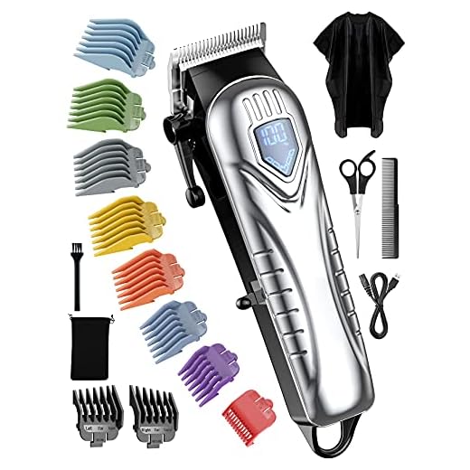ATMOKO Hair Clippers for Men Cordless, 15Pcs Mens Hair Clippers Kit, 5 Hours Hair Clippers with 10 Color Combs 1/64''-1'', Professional Barber Hair Cutting Kit with Scissors, Cape by Chicclly