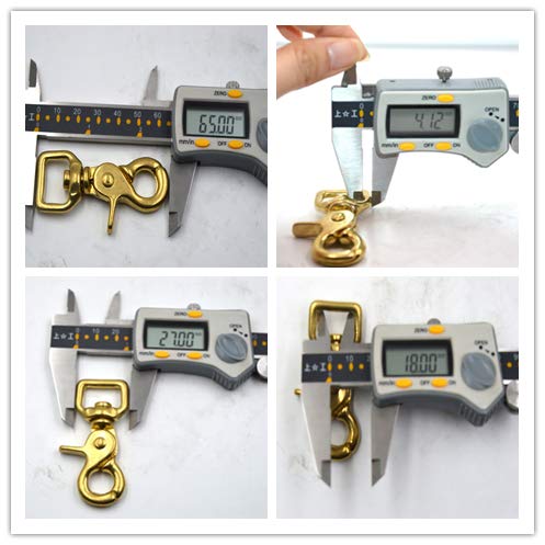 Okones Pack of 2,5/8''(16mm) Inner Width,Solid Brass Square Lobster Clasps Swivel Trigger Clips Hooks for Straps Bags Belting leathercraft (Hook Insides 5/8'')