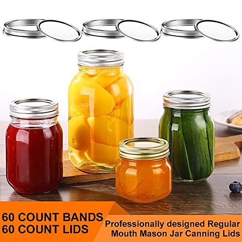 Lot De 45 Couvercles De Conserve Mason – Bouche Régulière, étanches, Argent/or