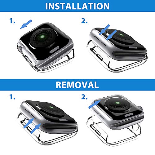 Image of 2 Pack LAŸK Case for Apple Watch 44mm SE /Series 6 /5 /4 Built-in Tempered Glass Screen Protector, All-Around Ultra-Thin Bumper Full Cover Hard PC Protective Case for iWatch 4 /5 /6 /SE 44MM - Clear