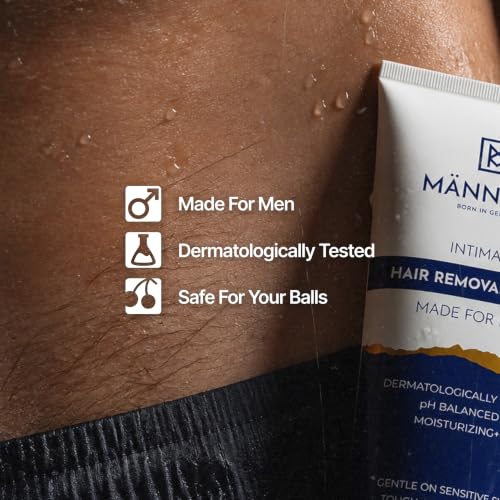 Image of Mannlich Intimate /Private Hair Removal Cream for Men, Painless, Faster, Soothing for Unwanted Coarse Pubic Hair, Suitable For All Skin Types, 400 ml (Pack of 4)