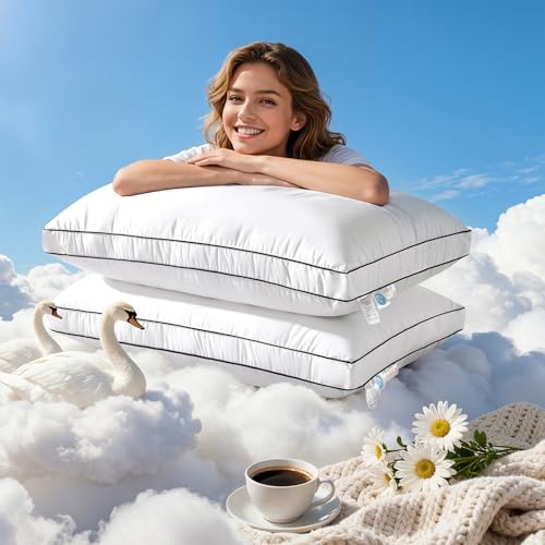 LIANLAM RDS Certified Goose Feather & Down Pillows, Hotel Style Bed Pillow for Side and Back...
