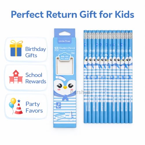 Image of KiddieWorld Premium HB Graphite Pencil Set for Kids & Students - Pack of 12 Dark Wood Pencils with Eraser - Ideal for School, Writing, Sketching, Exams & Gifting