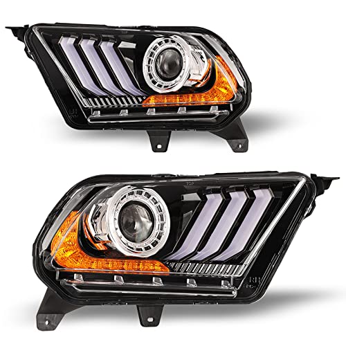 AUTOWIKI Headlights LED DRL For 2010 2011 2012 Ford Mustang Headlamp Assemblies (S550 Style LED) 1 Pair