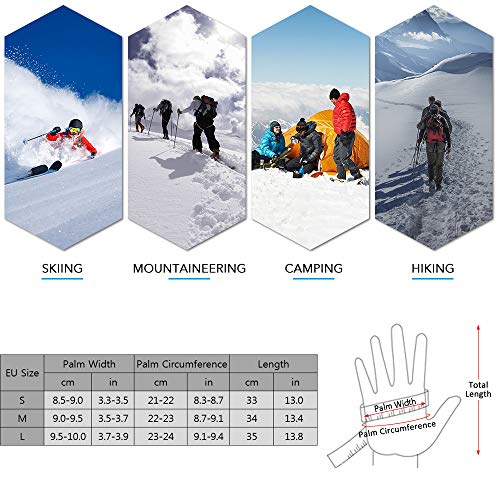 Luvas esportivas, Andoer Luvas antiderrapantes para esqui de inverno, mulheres, homens, resistentes
