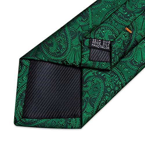Image of DiBanGu Paisley Ties for Men Silk Necktie and Pocket Square Cufflinks Tie Clip Set Woven Classic Mens Tie for Wedding Party