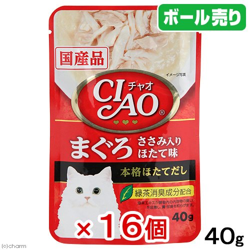 Amazon | チャオパウチ まぐろ ささみ入り ほたて味 40g×16コ | いなば