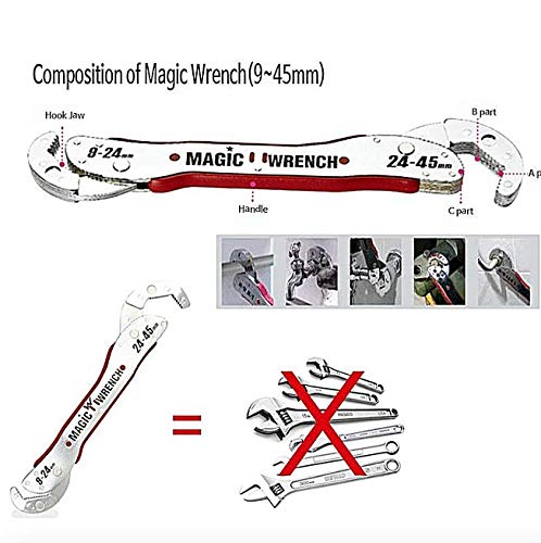 Preisvergleich Produktbild Maso Multifunktions-Magischer Schraubenschlüssel, universal, verstellbar, mit automatischer Ratsche, 9 - 45 mm, Universalschlüssel, Rohr, Heimwerkzeug, Schnellschnapp-Greifzange
