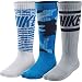 Nike Big Boys' Performance Graphite Camo Crew Socks 3 Pack (Medium, Turquoise/White/Grey)