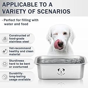 Stainless Steel Dog Bowls for Large Dogs, High Capacity Metal Dog Food Bowls, Dog Food and Water Bowls for Large, X-Large, and Big Dogs 2.65 Gallons Stainless Steel Dog Bowls for Large Dogs High Capacity Metal Dog Food Bowls Dog Food and Water Bowls for Large X Large and Big Dogs 265 Gallons