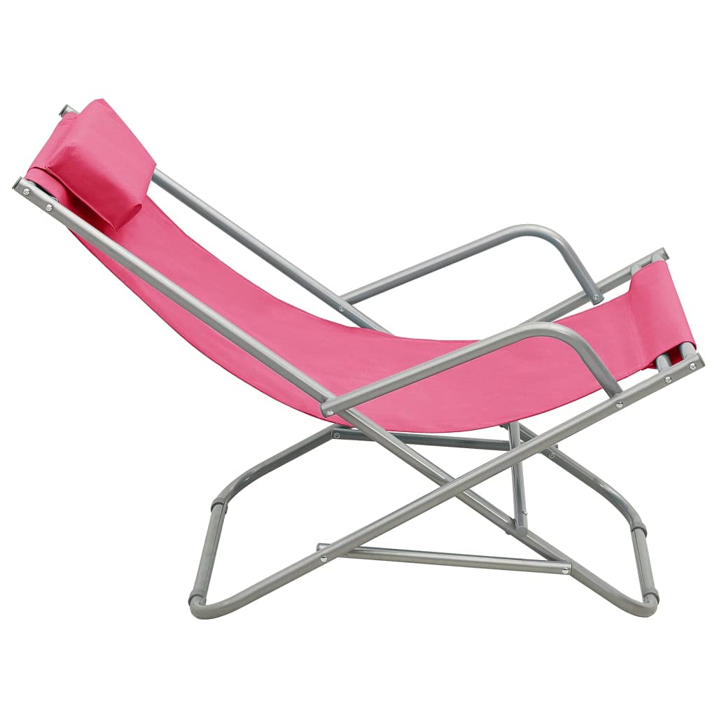 Strandliege Terassenmöbel Stuhl Outdoor Campingliege Schaukelstühle 2 STK. Stahl Rosa für Patio Strand Terrasse Pool