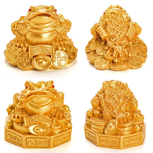 Paquete de 4 estatuas Fortuna Rana de la Suerte miniatura 3