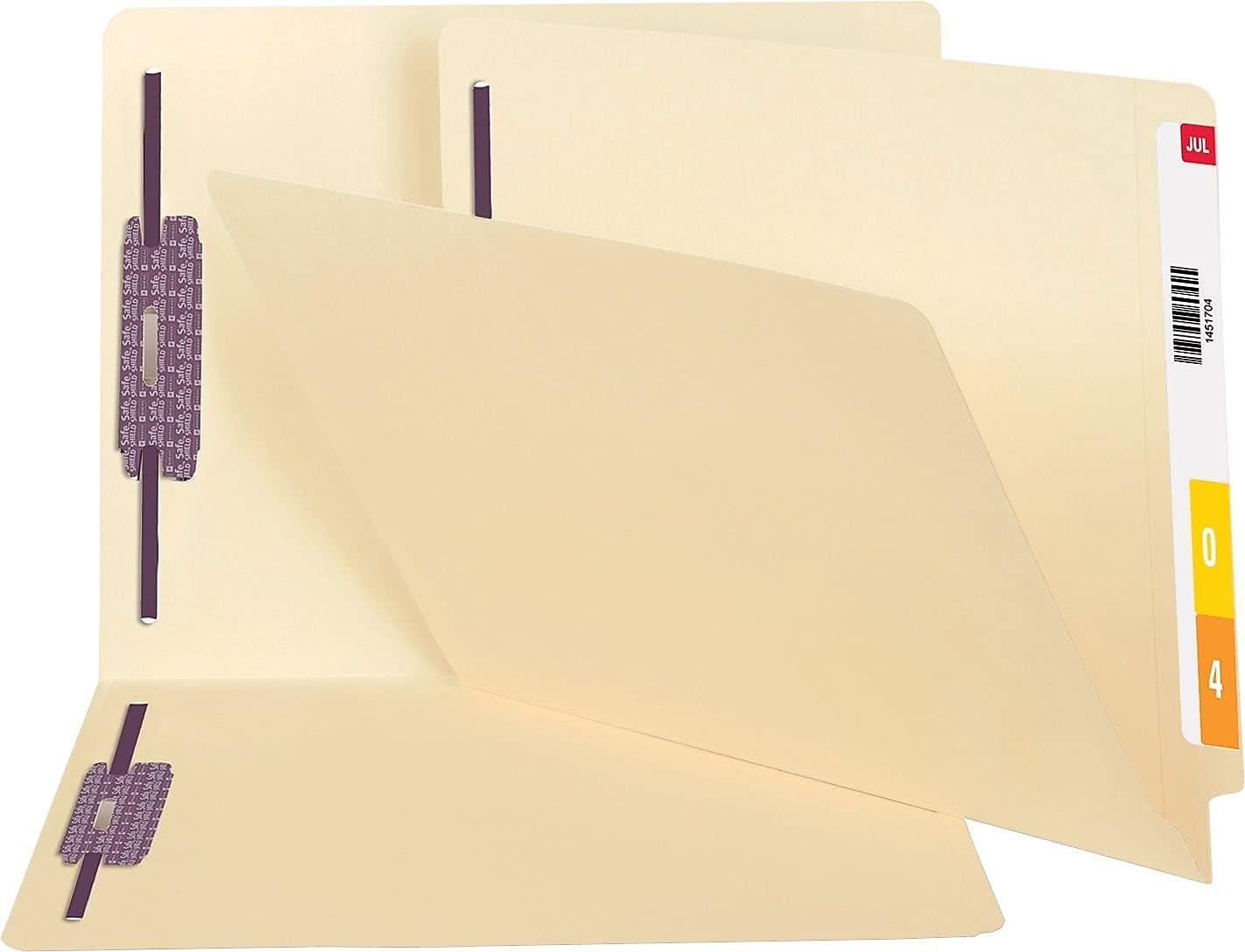 Smead End Tab Fastener File Folder with SafeSHIELD Fasteners, Shelf-Master Reinforced Straight-Cut Tab, 2 Fasteners, Letter Size, Manila, 50 per Box (34117)